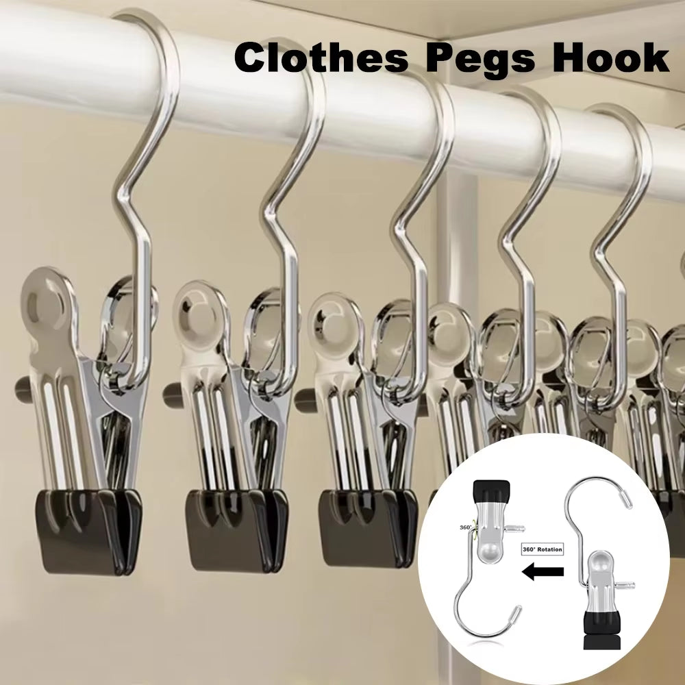 10-100Pcs Stainless Steel Clothespins Laundry Clothes Pegs Hook Portable Hanging Clothes Clip Wardrobe Clothes Organizer Hanger