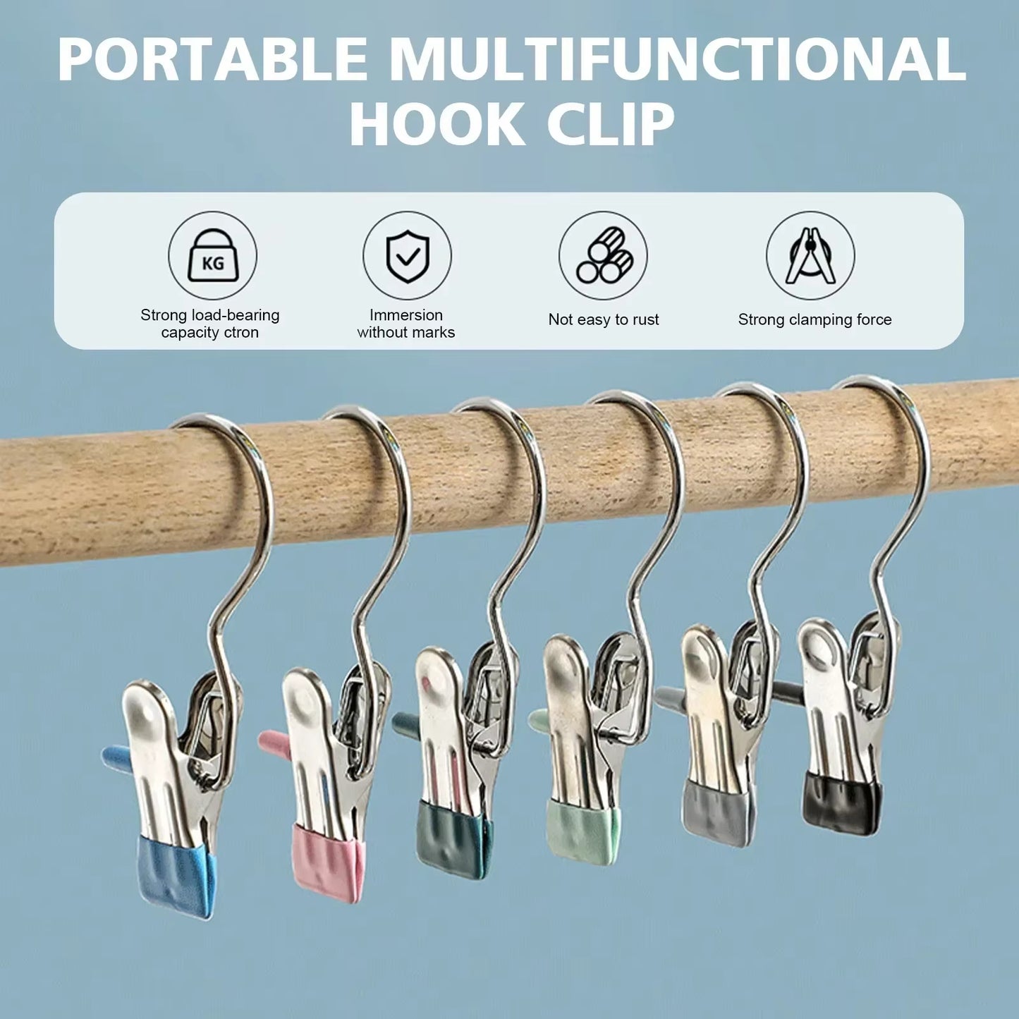 10-100Pcs Stainless Steel Clothespins Laundry Clothes Pegs Hook Portable Hanging Clothes Clip Wardrobe Clothes Organizer Hanger