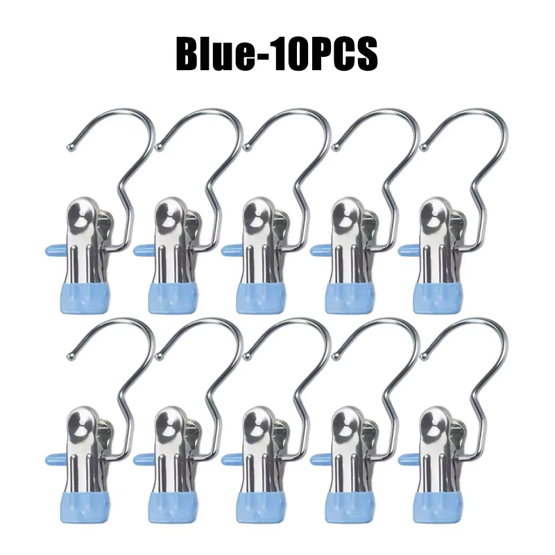10-100Pcs Stainless Steel Clothespins Laundry Clothes Pegs Hook Portable Hanging Clothes Clip Wardrobe Clothes Organizer Hanger