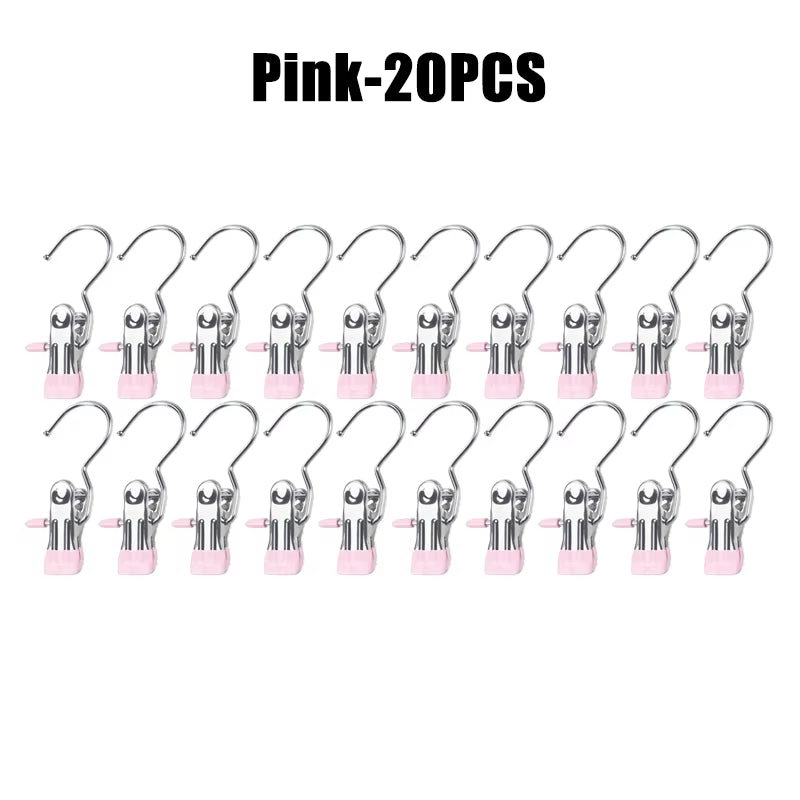 10-100Pcs Stainless Steel Clothespins Laundry Clothes Pegs Hook Portable Hanging Clothes Clip Wardrobe Clothes Organizer Hanger