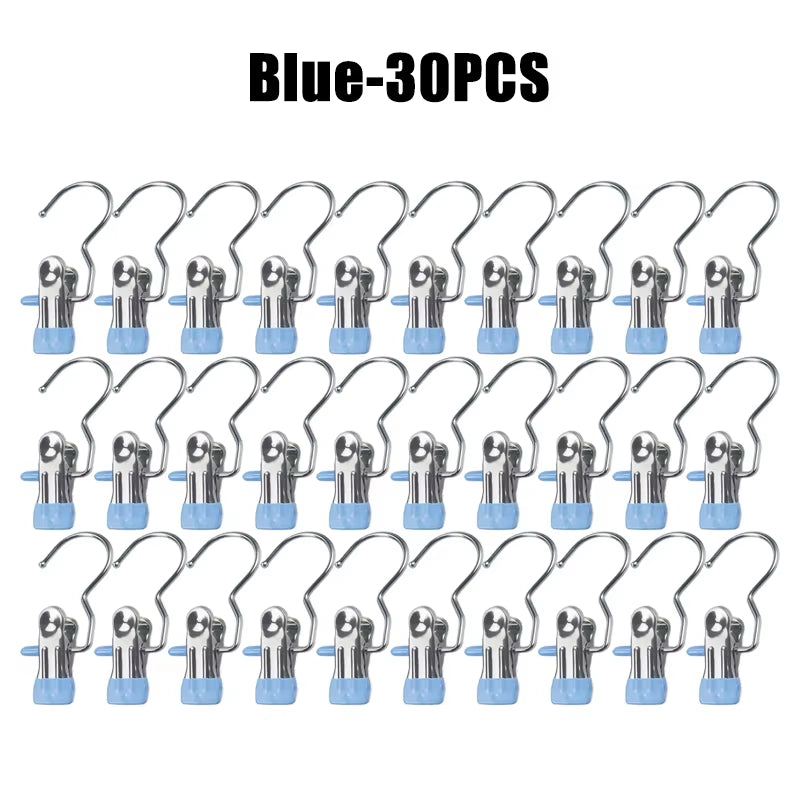 10-100Pcs Stainless Steel Clothespins Laundry Clothes Pegs Hook Portable Hanging Clothes Clip Wardrobe Clothes Organizer Hanger
