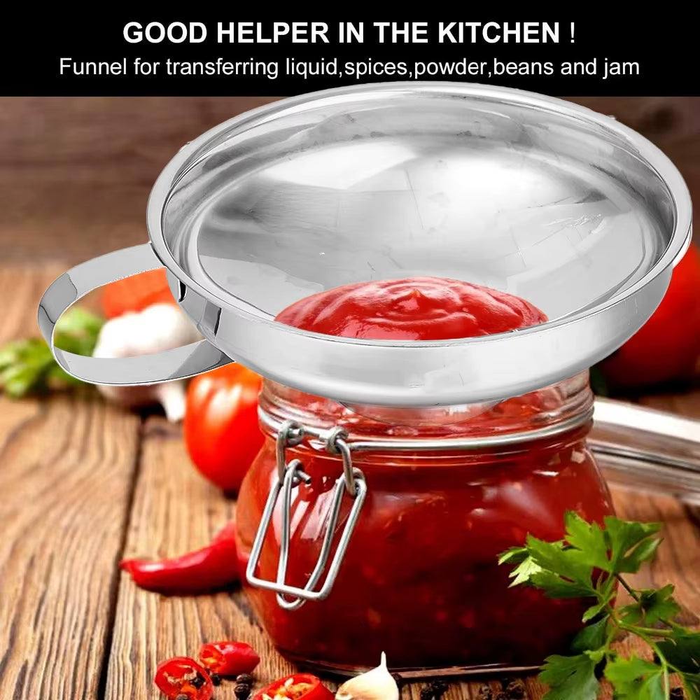 Stainless Steel Strainer Wine Lifting Spoon Funnel Pouring Wide Mouth Funnel with Detachable Filter Oil Kitchen Portable Gadgets