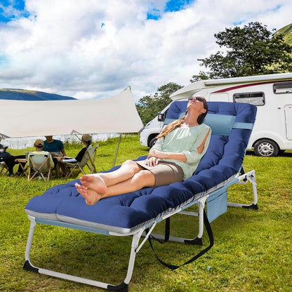 Docred Face down Tanning Chair with Cushion,Oversized 5-Position Recliner, Detachable Pillow, Portable Chaise Lounge for Sunbathing, Beach, Pool, Camping
