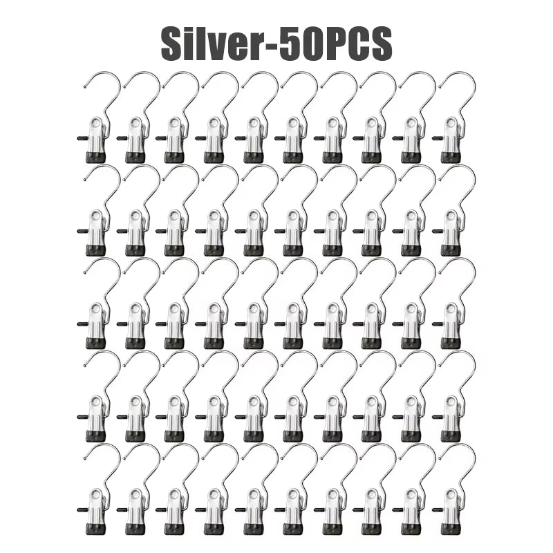 10-100Pcs Stainless Steel Clothespins Laundry Clothes Pegs Hook Portable Hanging Clothes Clip Wardrobe Clothes Organizer Hanger