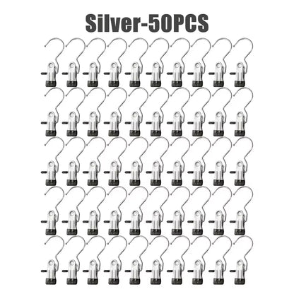 10-100Pcs Stainless Steel Clothespins Laundry Clothes Pegs Hook Portable Hanging Clothes Clip Wardrobe Clothes Organizer Hanger