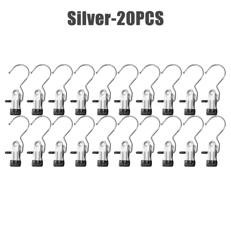 10-100Pcs Stainless Steel Clothespins Laundry Clothes Pegs Hook Portable Hanging Clothes Clip Wardrobe Clothes Organizer Hanger