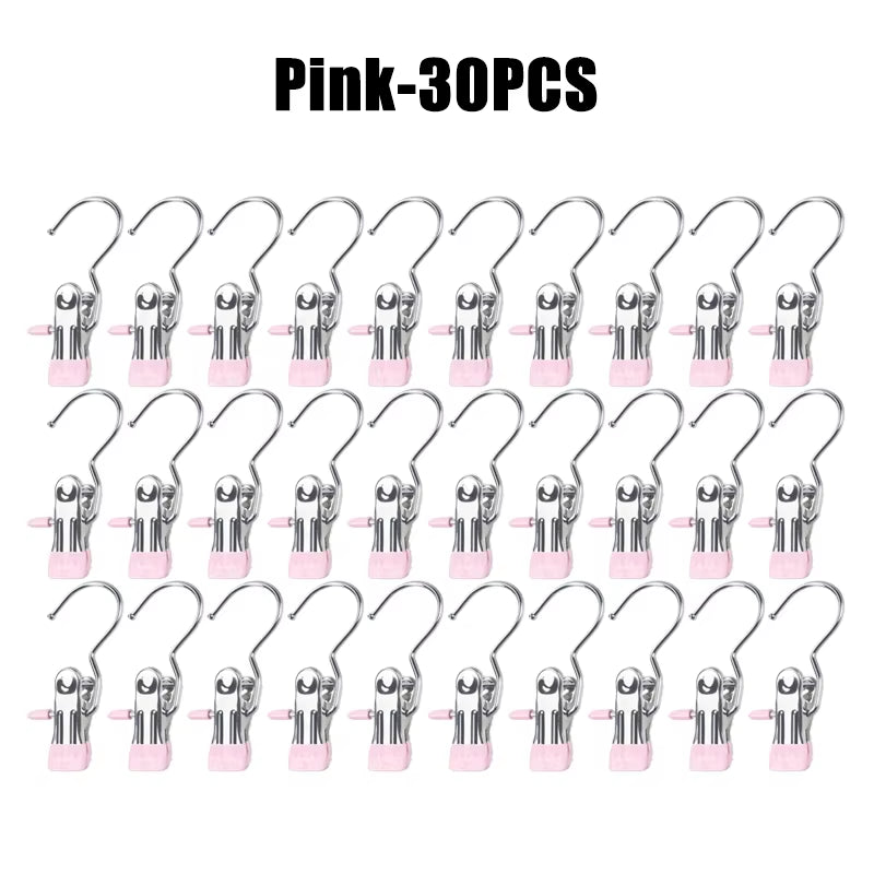 10-100Pcs Stainless Steel Clothespins Laundry Clothes Pegs Hook Portable Hanging Clothes Clip Wardrobe Clothes Organizer Hanger
