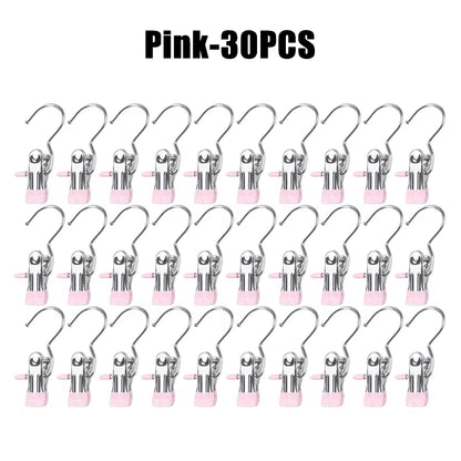 10-100Pcs Stainless Steel Clothespins Laundry Clothes Pegs Hook Portable Hanging Clothes Clip Wardrobe Clothes Organizer Hanger