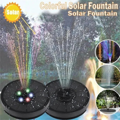 Solar Fountain Pump Energy-Saving Plants Watering Kit Colorful Solar Fountain Solar Panel Bird Bath Fountain Outdoor Garden Pool
