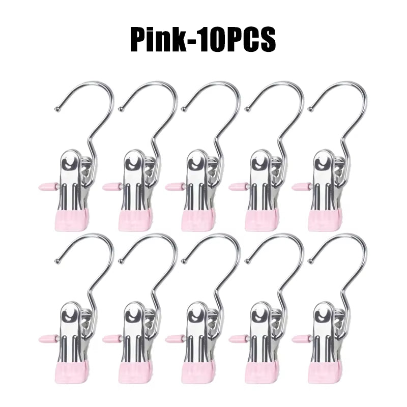10-100Pcs Stainless Steel Clothespins Laundry Clothes Pegs Hook Portable Hanging Clothes Clip Wardrobe Clothes Organizer Hanger