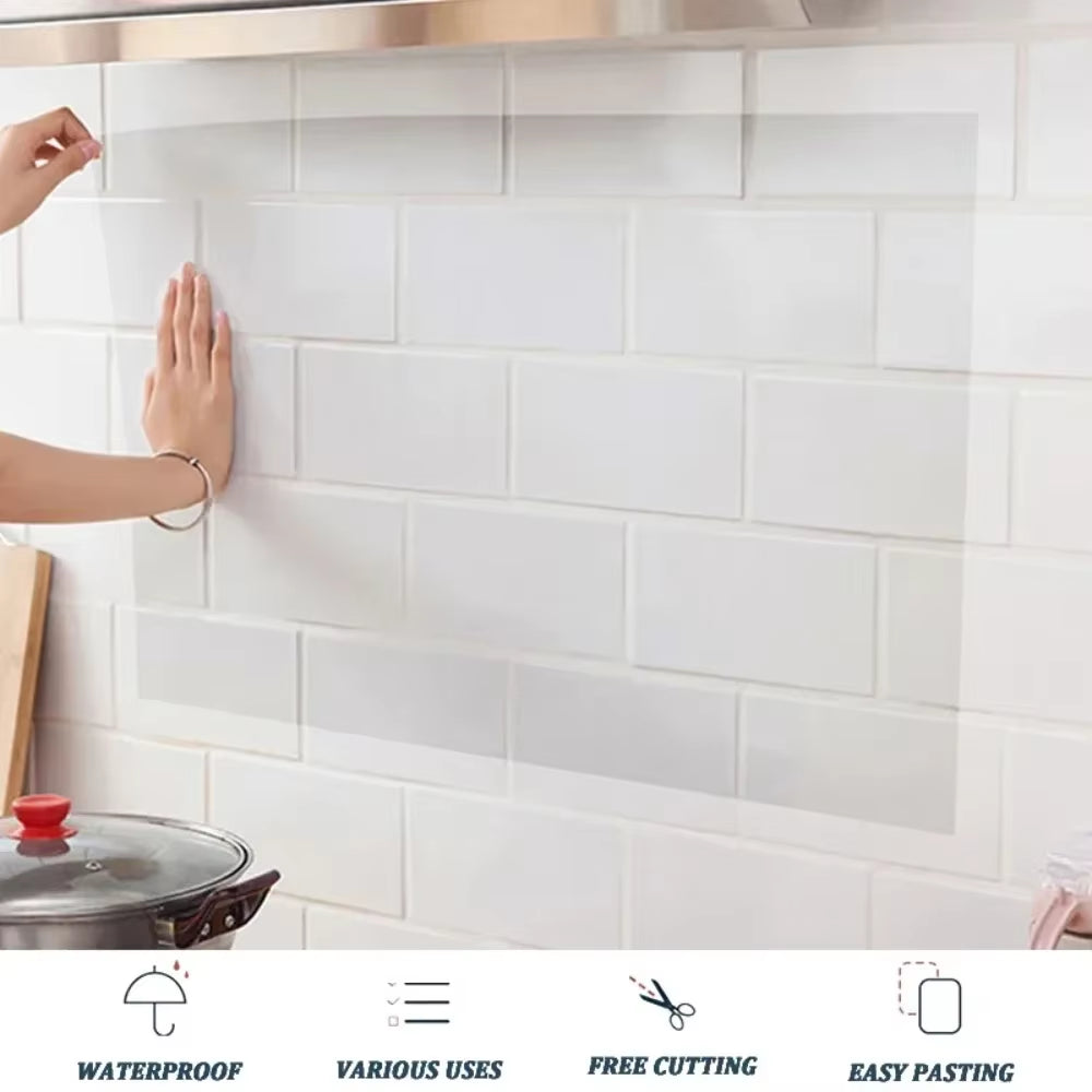 Wall Protector Film Kitchen Oil Proof Wall Sticker Stove Cabinet Heat-Resisting Self Adhesive Wallpaper Waterproof Decoration