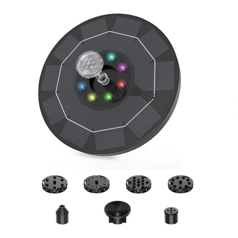 Solar Fountain Pump Energy-Saving Plants Watering Kit Colorful Solar Fountain Solar Panel Bird Bath Fountain Outdoor Garden Pool