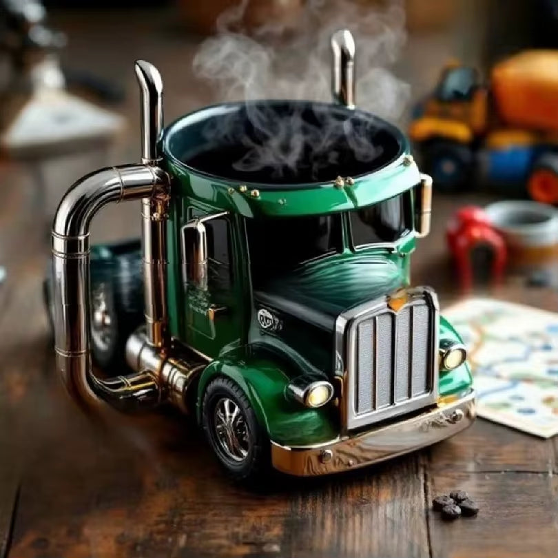 1PCS Creative Truck Design Coffee Mug 11 Ounces Semi-Trailer Water Cup Desktop Home Kitchen Semi Truck Coffee Cup Ornament