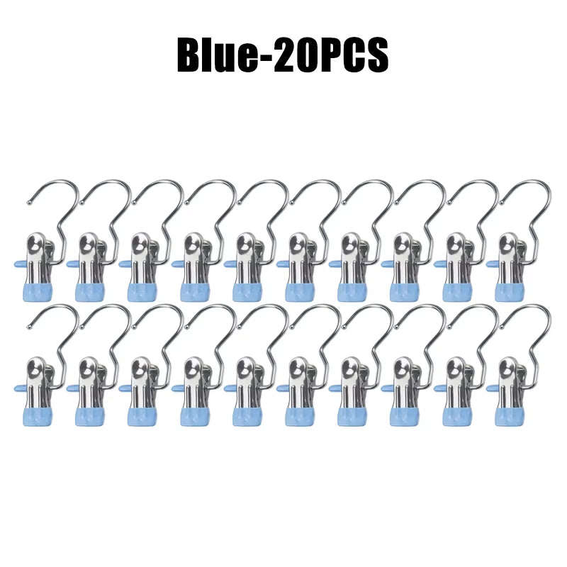 10-100Pcs Stainless Steel Clothespins Laundry Clothes Pegs Hook Portable Hanging Clothes Clip Wardrobe Clothes Organizer Hanger