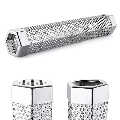 6/12 Inch BBQ Stainless Steel Smoker Grill Tube Perforated Mesh Filter Gadget Pellet Smoking Generator Hexagon Spice Smoked Box