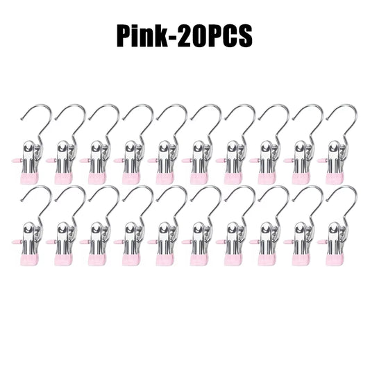 10-100Pcs Stainless Steel Clothespins Laundry Clothes Pegs Hook Portable Hanging Clothes Clip Wardrobe Clothes Organizer Hanger