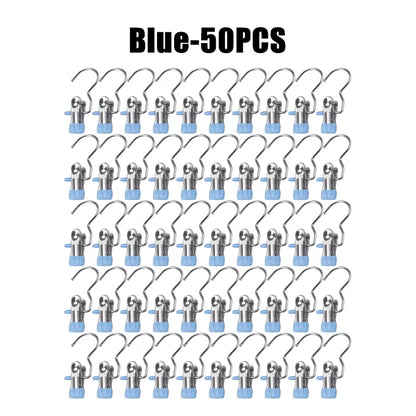 10-100Pcs Stainless Steel Clothespins Laundry Clothes Pegs Hook Portable Hanging Clothes Clip Wardrobe Clothes Organizer Hanger