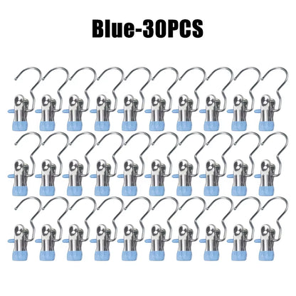 10-100Pcs Stainless Steel Clothespins Laundry Clothes Pegs Hook Portable Hanging Clothes Clip Wardrobe Clothes Organizer Hanger
